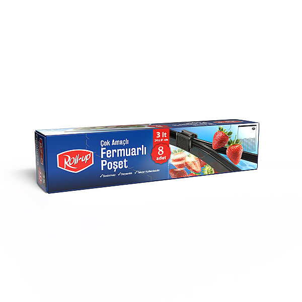 Roll-Up Fermuarlı Buzdolabı Poşeti 3 Litre 8 Adet - 6