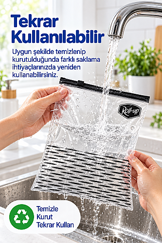 Roll-Up Fermuarlı Buzdolabı Poşeti 3 Litre 8 Adet - 2
