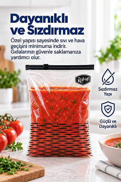 Roll-Up Fermuarlı Buzdolabı Poşeti 3 Litre 8 Adet - 3