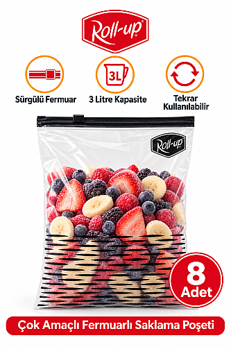 Roll-Up Fermuarlı Buzdolabı Poşeti 3 Litre 8 Adet - 5