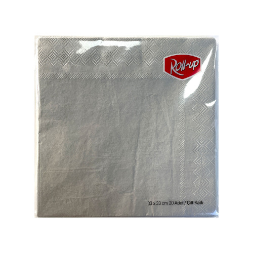 Roll-Up Kağıt Peçete Gümüş 33 x 33cm 20li - Roll-up