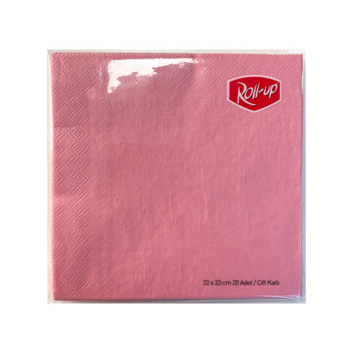 Roll-Up Kağıt Peçete Pembe 33 x 33cm 20li - Roll-up