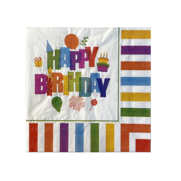 Roll-Up Kağıt Peçete Renkli Doğum Günü 33x33cm 20li - 2