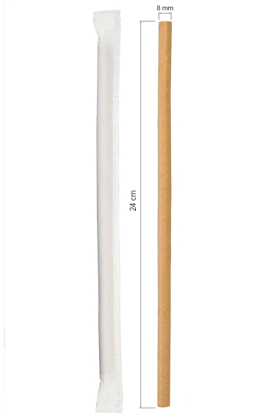 Roll-Up Kağıt Sargılı Frozen Kağıt Pipet Kraft 8mmx24cm 100 Adet - 1