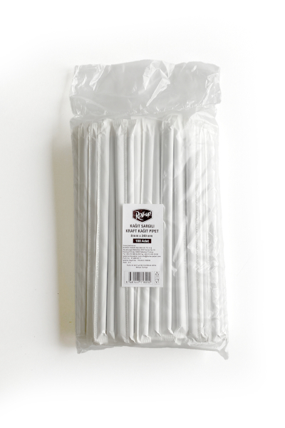 Roll-Up Kağıt Sargılı Frozen Kağıt Pipet Kraft 8mmx24cm 100 Adet - 3