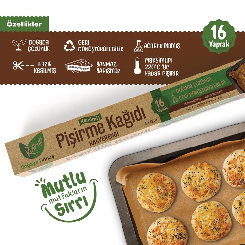 Roll-up Kahverengi Kesilmiş Pişirme Kağıdı 37cmx42cm 16 Yaprak - 4