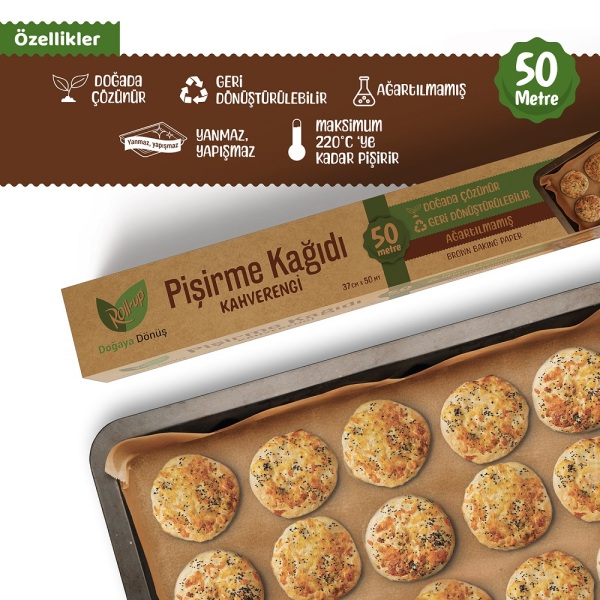 Roll-up Kahverengi Pişirme Kağıdı 37cmx50m 1 Adet - 5