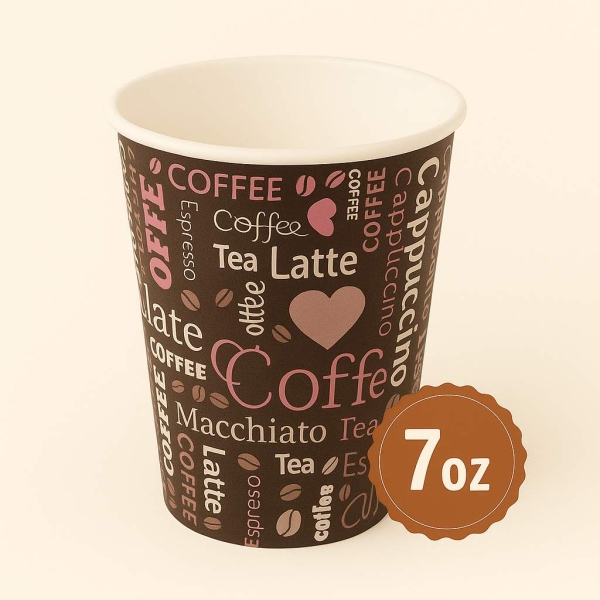 Roll-Up Karton Bardak 7oz Baskılı Kahverengi 25li - 1