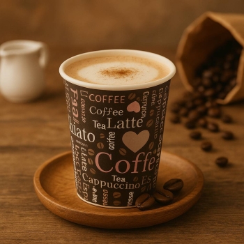 Roll-Up Karton Bardak 7oz Baskılı Kahverengi 25li - 3