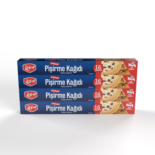 Roll-Up Kesilmiş Yağlı Pişirme Kağıdı 16 Yaprak 4lü Kutu Set - Roll-up