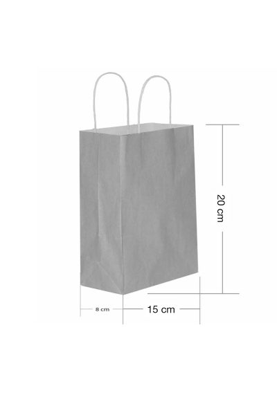 Roll-Up Kraft Çanta Gümüş Minik Boy 15x20cm 25li - 1