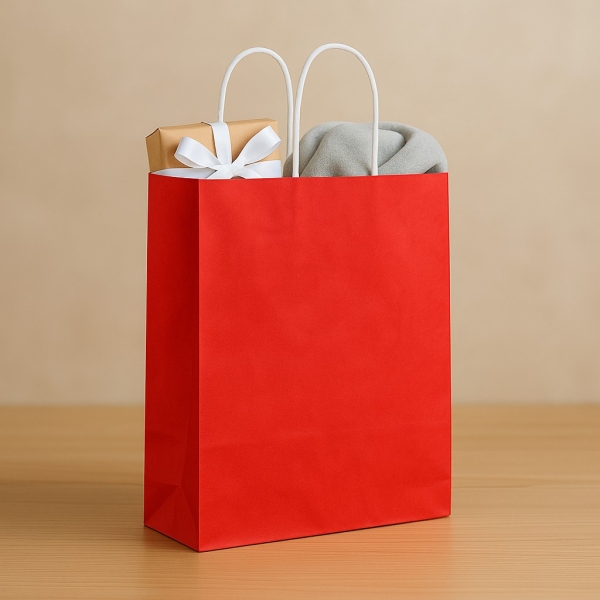 Roll-Up Kraft Çanta Kırmızı Küçük Boy 18x24cm 25 Adet x 16 Paket Koli - 2