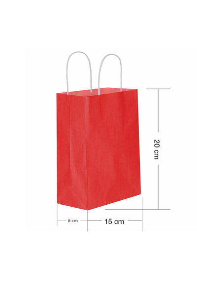 Roll-Up Kraft Çanta Kırmızı Minik Boy 15x20cm 25li - 1