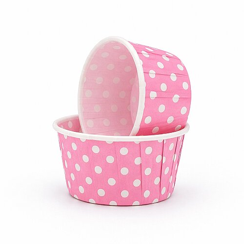 Roll-up Muffin Kek Kapsülü Açık Pembe Puantiyeli 50 Adet - Roll-Up