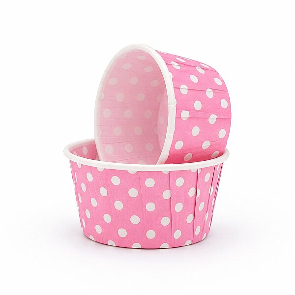 Roll-up Muffin Kek Kapsülü Açık Pembe Puantiyeli 50 Adet - 1