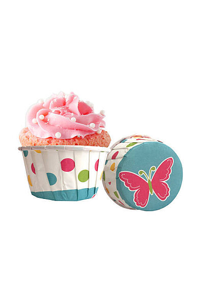 Roll-up Muffin Kek Kapsülü Kelebek Desenli 50 Adet - 1
