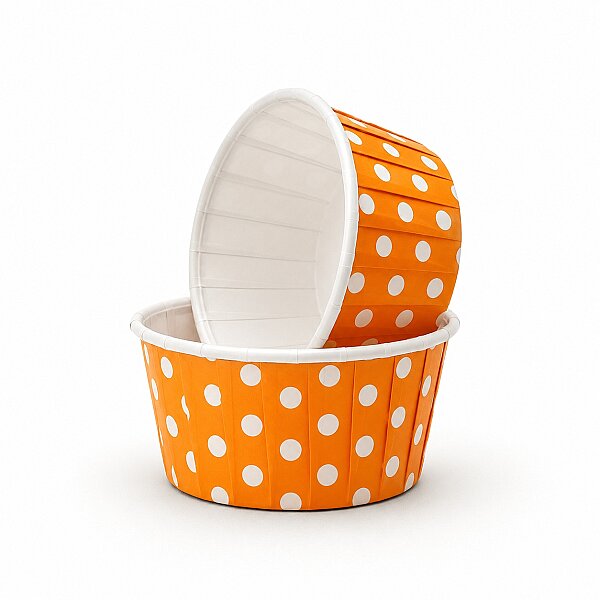 Roll-up Muffin Kek Kapsülü Turuncu Puantiyeli 50 Adet - 1