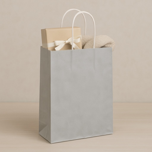 Roll-Up Kraft Çanta Gümüş Büyük Boy 31x41cm 25li - 3
