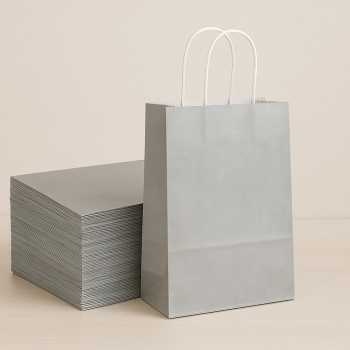 Roll-Up Kraft Çanta Gümüş Büyük Boy 31x41cm 25li - Roll-Up