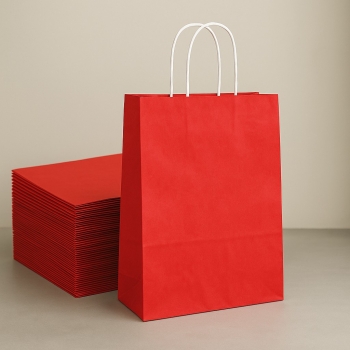 Roll-Up Kraft Çanta Kırmızı Küçük Boy 18x24cm 25li - Roll-Up