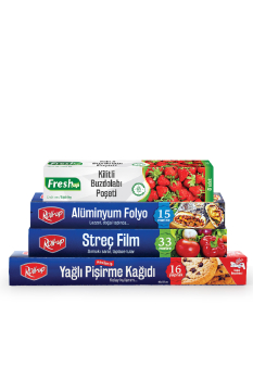 Roll-up Pişirme Kağıdı- Streç Film - Buzdolabı Poşeti Ekonomik Mutfak Seti -2 - Roll-Up