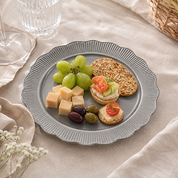 Roll-Up Plastik Kalın Tabak Büyük 26 cm Gümüş 6 Adet - 2