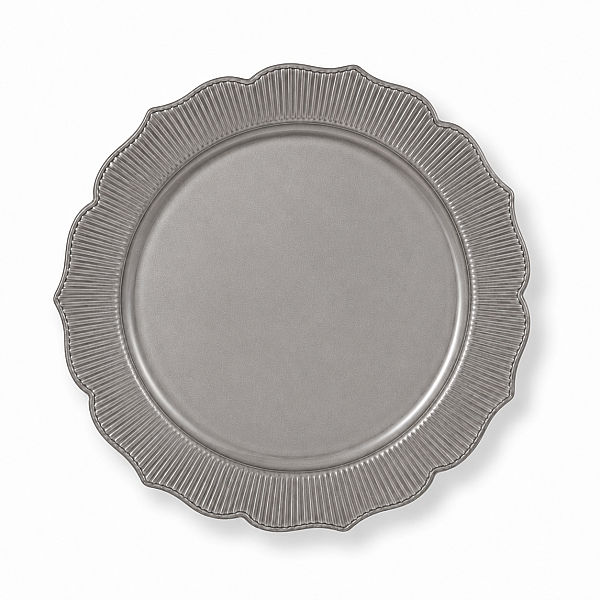 Roll-Up Plastik Kalın Tabak Büyük 26 cm Gümüş 6 Adet - 1