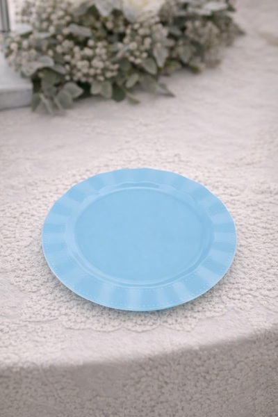 Roll-Up Plastik Kalın Tabak Büyük 26 cm Mavi 6 Adet - 1