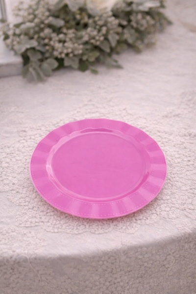 Roll-Up Plastik Kalın Tabak Büyük 26 cm Pembe 6 Adet - 1