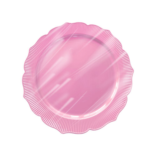 Roll-Up Plastik Kalın Tabak Büyük 26 cm Pembe 6 Adet - Roll-Up