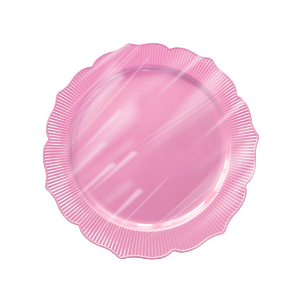 Roll-Up Plastik Kalın Tabak Büyük 26 cm Pembe 6 Adet - 1