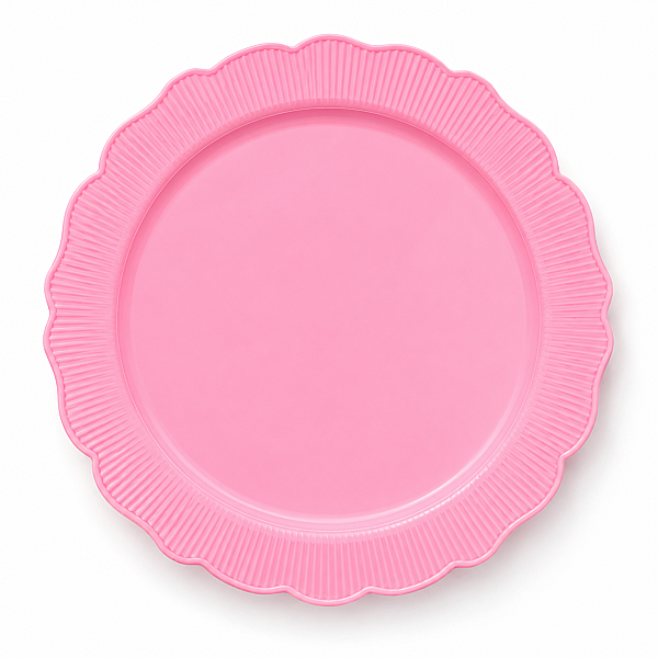 Roll-Up Plastik Kalın Tabak Büyük 26 cm Pembe 6 Adet - 1