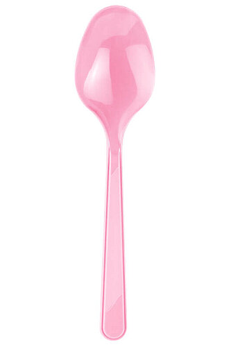 Roll-Up Plastik Kaşık Pembe 25 Adet - Roll-Up