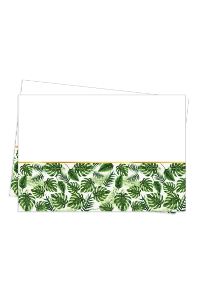 Roll-Up Plastik Masa Örtüsü Altın Simli Yapraklar Yeşil 120x180cm 1Ad - 1