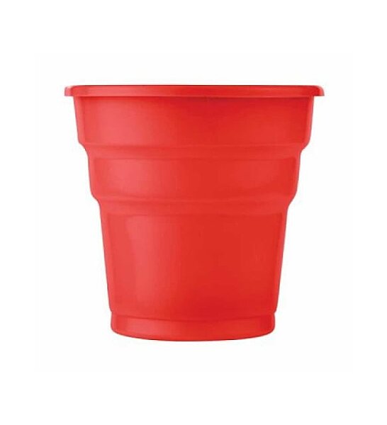Roll-Up Plastik Meşrubat Bardağı Kırmızı 180cc-7oz 25li - 1