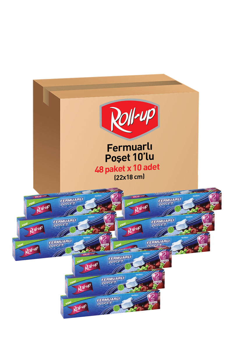 Roll-Up Fermuarlı Poşet 22 x 18cm 10lu 48 Paket (Koli) - 1