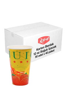 Roll-Up Soğuk İçecek Karton Bardak 12oz 50li x 40 Paket (Koli) - Roll-Up