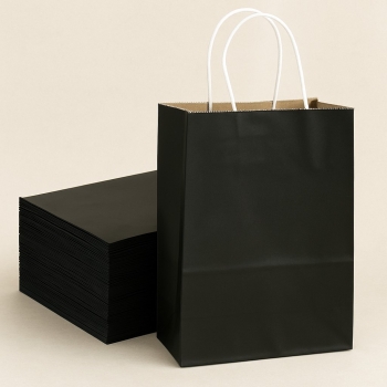 Roll-Up Kraft Çanta Siyah Büyük Boy 31x41cm 25li - Roll-Up