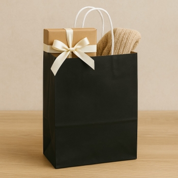 Roll-Up Kraft Çanta Siyah Büyük Boy 31x41cm 25li - 3