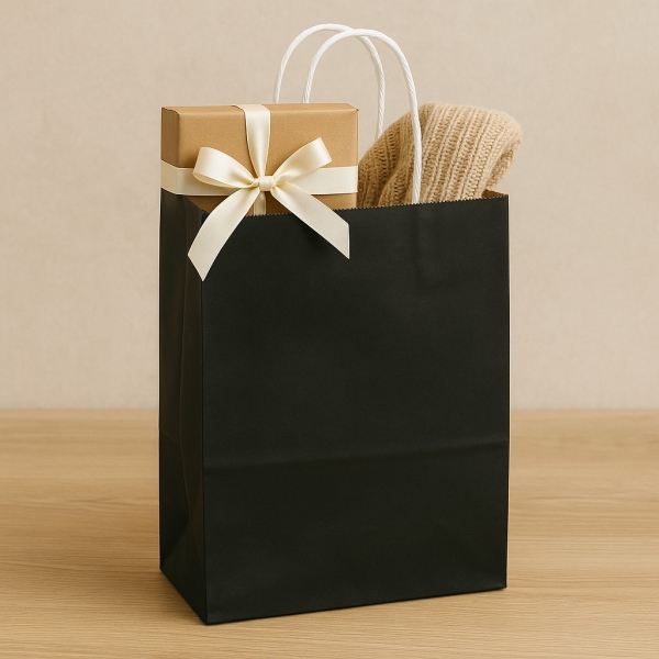 Roll-Up Kraft Çanta Siyah Büyük Boy 31x41cm 25li - 3