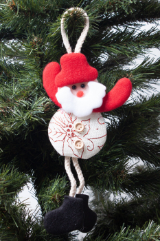 Yılbaşı Noel Baba Pelüş Asma Süs Desenli 15cm - 3